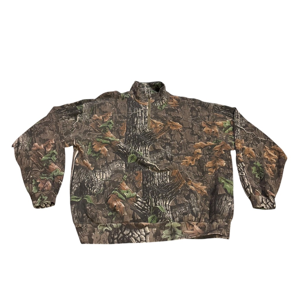 Jerzees Outdoors Mens 2XL Superflage Camo Quarter Zip Pullover Sweatshirt USA